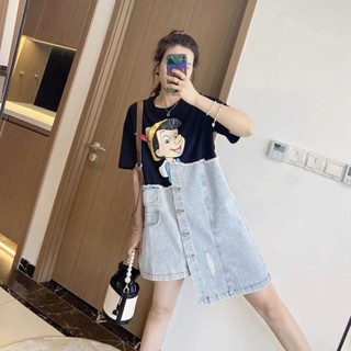 เดรส ชุดฤดูร้อนผู้หญิง เสื้อผ้าผู้หญิงน่ารักสุดๆ ชุดน่ารักภาพการ์ตูน เดรสสาวอวบ ผ้า ชุดเซ็ตสาวอวบ รูปแบบ Binotchio