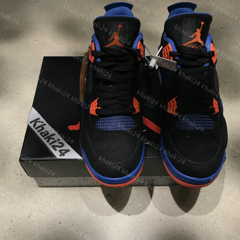 รองเท้าผ้าใบ nike♙❐ข้อเสนอพิเศษ Air Jordan 4 AJ4 Cavaliers Knicks Blue Orange Joe คู่ 308497-027