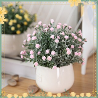 ❁1 Set Artificial Chrysanthemum Flower Beautiful Vivid Plastic Delicately Cut Green Fake Potted Plant for Balcony