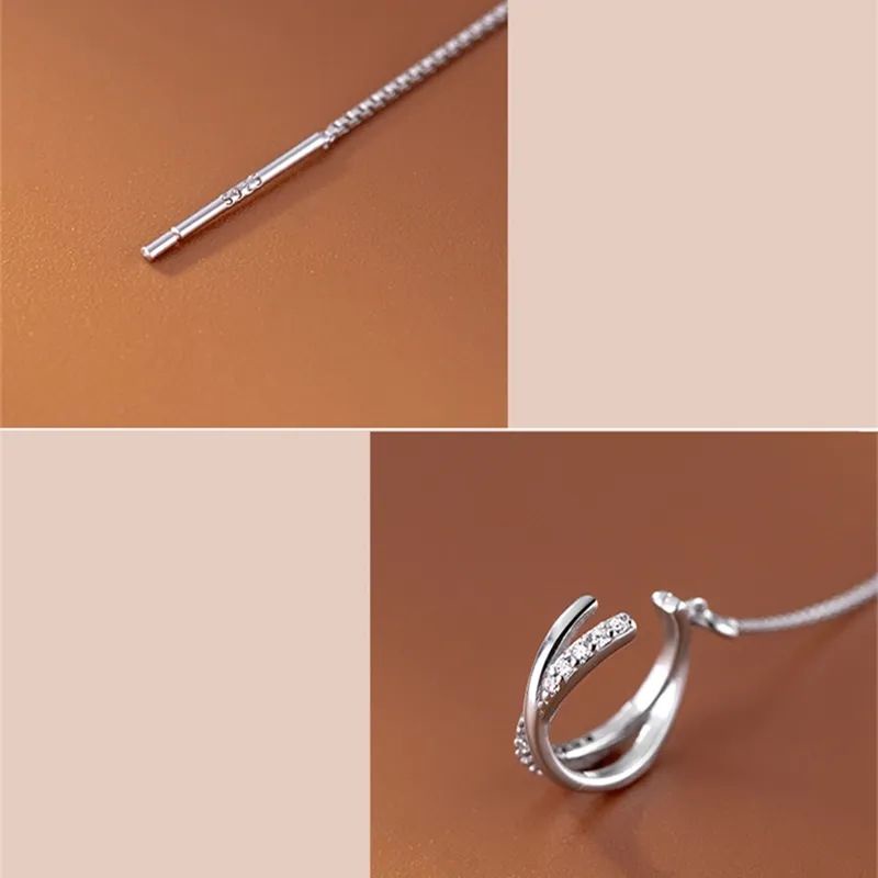 X ต่างหูหนีบมินิมอล มีโซ่คล้อง • Crystal Chain Ear Cuff ราคา ถูกที่สุด ดีลบีเคเค แกลเลอรีภาพที่ 7