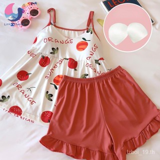 ชุดนอนผ้าไหม พิมพ์ลายน่ารัก แฟชั่นฤดูร้อน สําหรับผู้หญิง Womens pajamas 【LittleStar19】