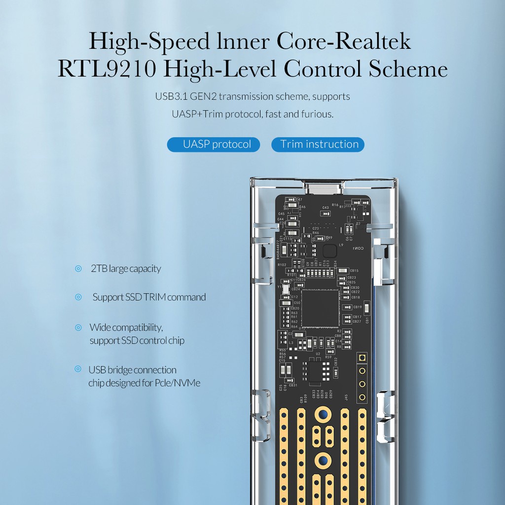 [ออกใบกำกับได้+ประกันศูนย์ไทย] ORICO TCM2-C3 กล่องใส่ Hdd NVME M.2 (M-Key) SSD USB-C 10Gbps TCM2-C3 (เคสไม่รวม M.2) ของแท้ประกันศูนย์ 2ปี