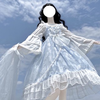 ۞✲☎ยิงจริงโรงงานออกแบบเดิมเชลล์ lolita น้องสาวนุ่ม jsk เดรส + แขนยาวโปร่งแสงสวมใส่ด้านใน