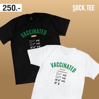 [⚡️ฟอลร้าน ลดเพิ่ม!⚡️] เสื้อยืดคอตตอน 100% ลาย Vaccinated ฉีดวัคซีนแล้วจ้าา