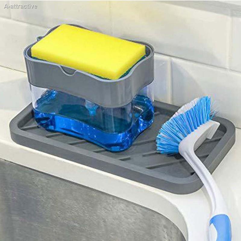 🔶SF🔶loumingyue Kitchen Tray Sponge Soap Dispenser Manual Soap Dispenser