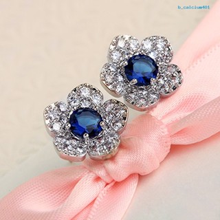 Calciumsp Earrings Flower Shape Design Charming Alloy Rhinestones Inlaid Ear Studs for Women