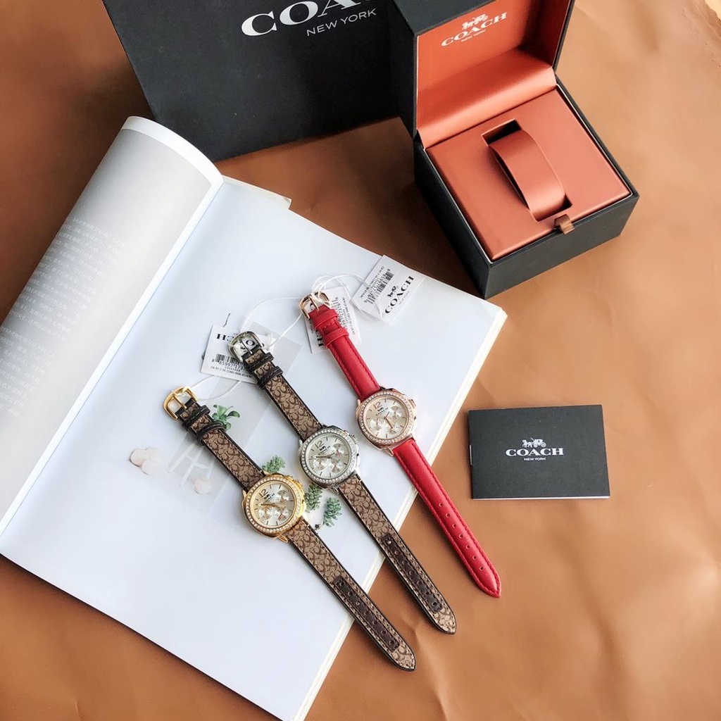 Coach woman's classic casual quartz watch crystal-encrusted fashion watch waterproof Japan watch