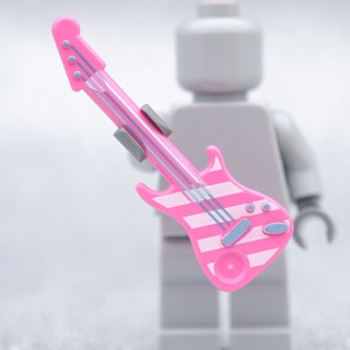 LEGO Pink Guitar Electric - LEGO เลโก้ มินิฟิกเกอร์ ตัวต่อ ของเล่น ACCESSORIES