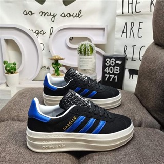 A_didas Originals Gazelle Bold W clover รองเท้าผ้าใบลําลอง พื้นหนา สามชั้น สไตล์วินเทจ