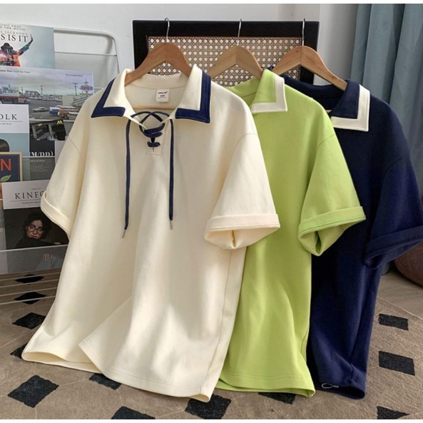Suyan เสื้อยืดโปโล แขนสั้น ทรงหลวม พลัสไซซ์ แฟชั่นสําหรับผู้หญิง