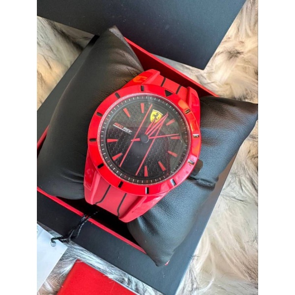 นาฬิกาferrari  #watch สาย sport แดง ปัดดำ Scuderia Ferrari Quartz Men’s Watches size ปัด 38 mm.
