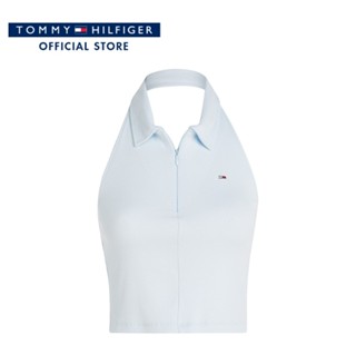 Tommy Hilfiger เสื้อครอปผู้หญิง รุ่น DW0DW15329 CYO - สีฟ้า