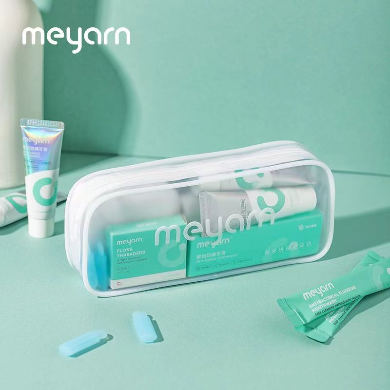 MEYARN   เดินทางแบบพกพากันน้ํา PVC ถุงเก็บสําหรับจัดฟันช่องปากที่จําเป็น