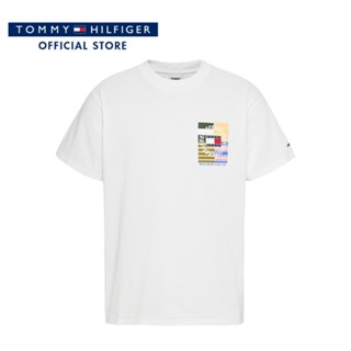 Tommy Hilfiger เสื้อยืดแขนสั้นผู้ชาย รุ่น DM0DM16839 YBR - สีขาว