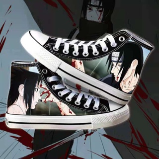 รองเท้าผ้าใบ ทรงสูง พิมพ์ลายการ์ตูนนารูโตะ Uchiha Itachi สําหรับนักเรียน