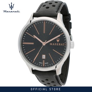 [2 Years Warranty] Maserati ATTRAZIONE Black Leather Strap Mens Quartz Watch 43mm R8851126003