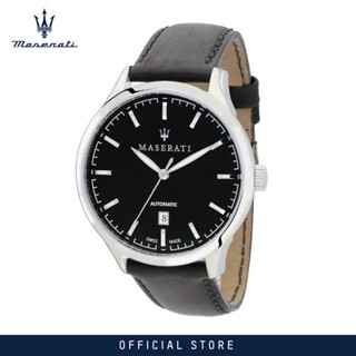 [2 Years Warranty] Maserati Attrazione 43mm Black Leather Strap Mens Automatic Watch (Swiss Made) R8821126001