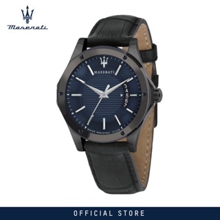 [2 Years Warranty] Maserati Circuito 42mm Blue Dial Black Leather Strap Mens Quartz Watch R8851127002