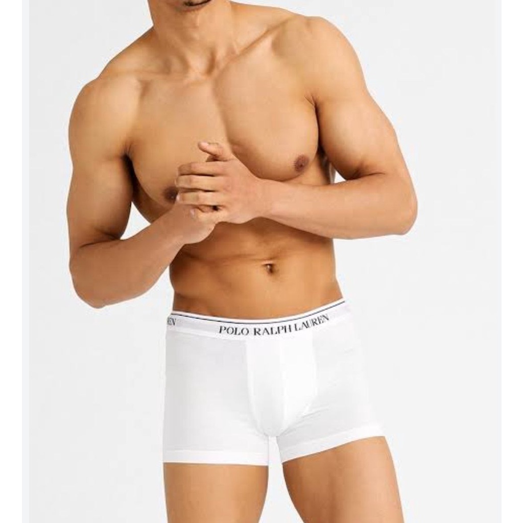 กางเกงในผู้ชาย สีขาว Men's Boxer Trunks Cotton Spandex