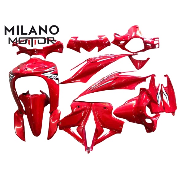 ชุดสี เวฟ110i 2012-2018 สีแดงสด พร้อมแปะลายเคลือบเงาแท้ (15ชิ้น) ชุดใหญ่ motorcycle fairings T7