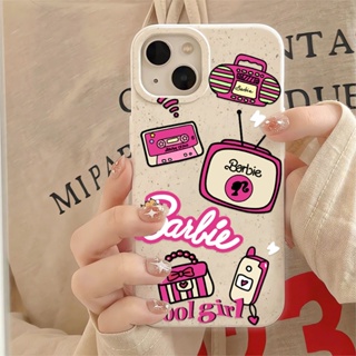 เคสโทรศัพท์มือถือ กันกระแทก ลายบาร์บี้ TV สีขาว สําหรับ iphone 14 pro max 11 13 12 7 8 Plus X XR XSMax