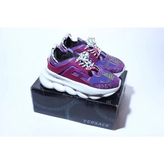 Versace Chain Reaction รองเท้าผ้าใบลําลอง พื้นหนา เสริมส้น พิมพ์ลายมัฟฟิน สไตล์คลาสสิก เรโทร สําหรับผู้ชาย ผู้หญิง เหมาะกับการเล่นกีฬา