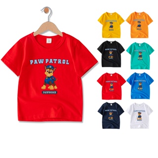 Paw Patrol เสื้อเด็กแขนสั้นผ้าฝ้ายสุดนุ่ม สไตล์การ์ตูนสีสันสดใส มี 8 สีให้เลือก JA001