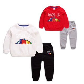 **ใหม่ ชุด** Autumn 8 Colors Kids Long Sleeve Cotton Amon* Game Cartoon Sweater+ Pants SetAmon*