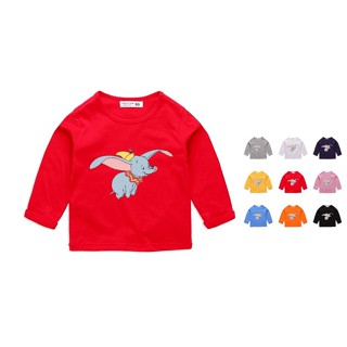 ** จัดส่งรวดเร็ว ** Dumboเสื้อเด็ก 9 สีใหม่แขนยาวผ้าฝ้ายเสื้อยืดการ์ตูนช้างทารก