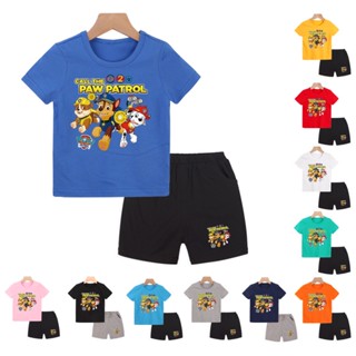พร้อมส่ง 8 สี Paw Patrol  ชุดเซ็ทเด็กเสื้อยืด กางเกงขาสั้น ใส่ได้ทั้งเด็กชายและเด็กหญิง สุดเท่ แฟชั่น TZ001