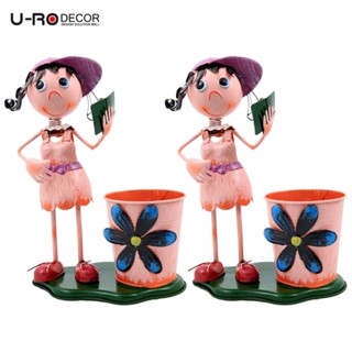 U-RO DECOR กระถางดอกไม้ รุ่น SUSIE-D - สีส้ม 2 ชิ้น/ชุด