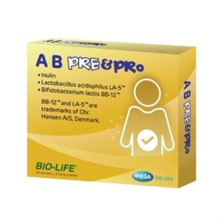 MEGA A B PRE&amp;PRO 10 SACHETS ปรับสมดุลลำไส้ ช่วยระบบขับถ่าย (10 ซอง)