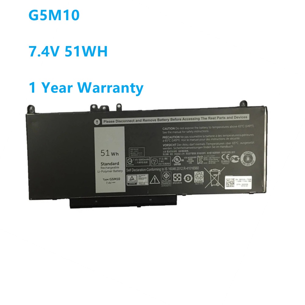 G5M10 Laptop battery For DELL Latitude E5250 E5450 E5550 8V5GX R9XM9 WYJC2 1KY05 7.4V 51WH