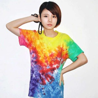 shein thailand &amp;quot;Starry Sky&amp;quot; เสื้อยืดผ้าฝ้ายมัดย้อมแฮนด์เมดสุดคลาสสิก Starry Sky Harajuku Hippi tee วัยรุ่นคอกลมลำลองฤดูร้อน