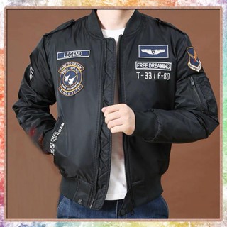 jacket leather แบรนด์นักบินแจ็คเก็ตยุโรปและอเมริกาผู้ชายปักเบสบอลเครื่องแบบฤดูใบไม้ผลิและฤดูใบไม้ร่วงรูปแบบป้ายสินค้าเกาหลีแจ็คเก็ตลําลอง