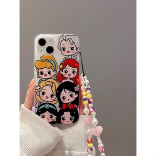 เคสโทรศัพท์มือถือ ลายการ์ตูนเจ้าหญิงน่ารัก พร้อมสายโซ่ สําหรับ Apple iPhone 14 13 12 11 X XR XSMAX 6 7 8 i14 i13 i12 I11