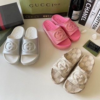 [พร้อมส่ง] Gucci รองเท้าแตะฟองน้ํา ส้นหนา ทรงตรง เหมาะกับเดินชายหาด สําหรับผู้หญิง GG10034