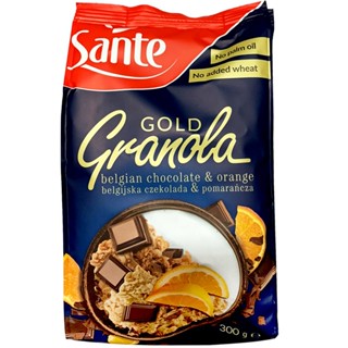 ซานเต้กราโนล่าโกลด์ผสมช็อคโกแลตและส้ม 300กรัม  /  Sante Granola Gold Belgian Chocolate And Orange 300g.