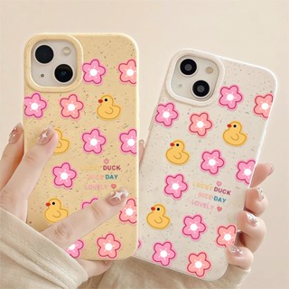 เคสโทรศัพท์มือถือแบบนิ่ม ลายเป็ด ดอกไม้ สีขาว สําหรับ iphone 14promax 11 13 12 7 8 Plus X XR XSMax