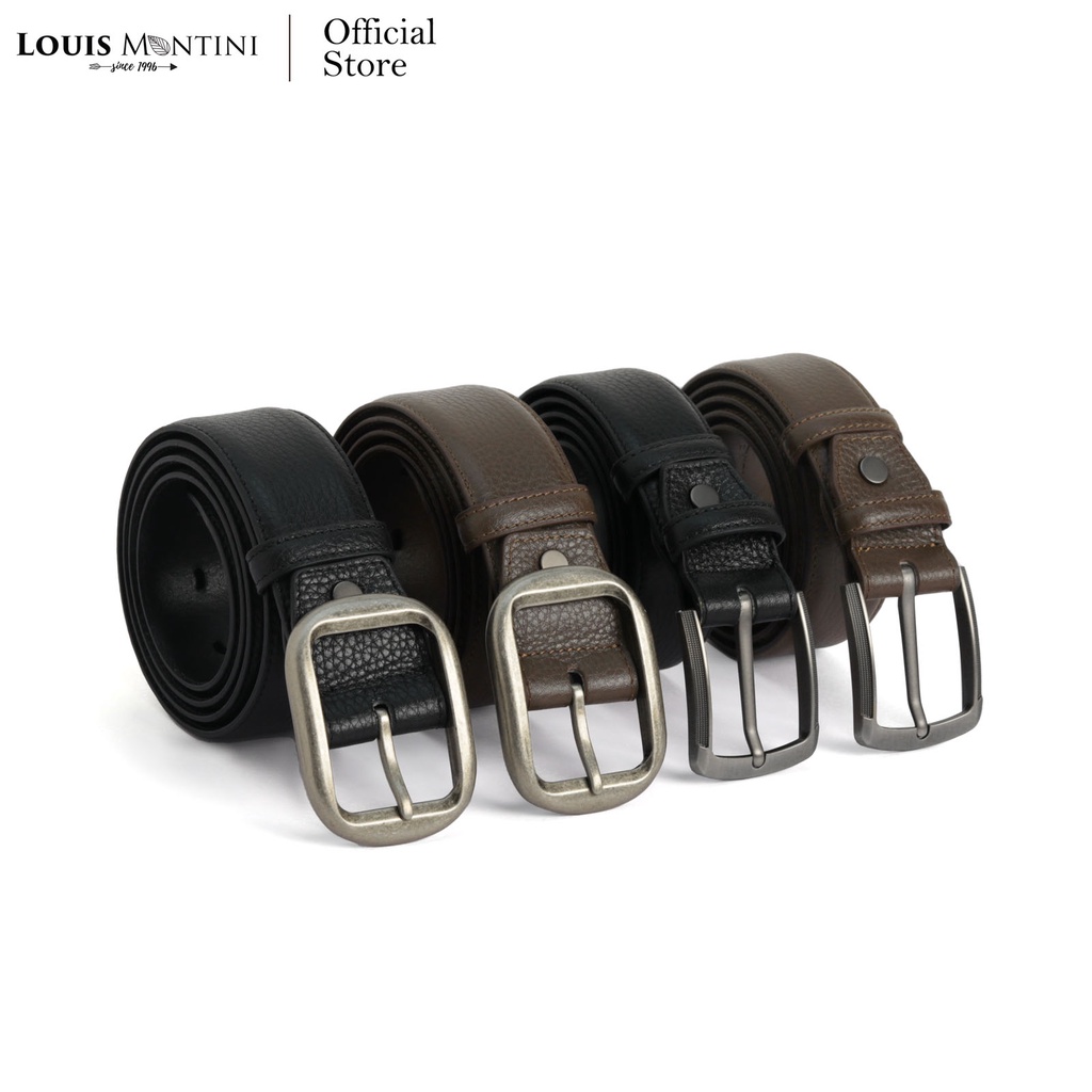 Louis Montini (SANCHEZ) เข็มขัดผู้ชายหนังวัวแท้ เข็มขัดหนังวัวลายลิ้นจี่ Men Belts MGN168