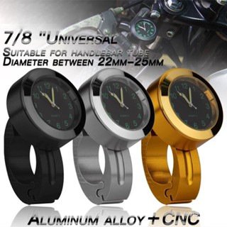 Motorcycle Handlebar Watch Luminous Clock Refit Waterproof Shockproof Buckle Mount 7/8"  Chrome Quartz Aluminum Moto Acc