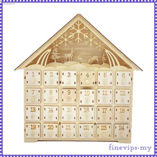 [FinevipsMY] Wooden House Advent Calendar Festive Christmas Box