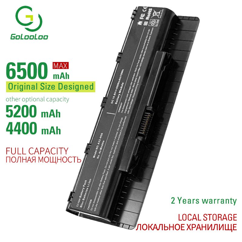 6เซลล์แล็ปท็อปแบตเตอรี่ A31-N56 A32-N56 A33-N56สำหรับ Asus N56 N56D N56VV N56DY N56J N56JK N56VM N56
