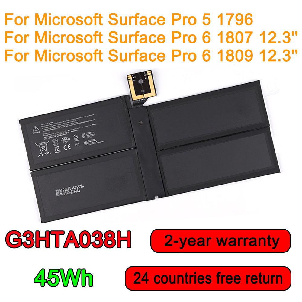 แบตเตอรี่แล็ปท็อป G3HTA038H สำหรับ Microsoft Surface Pro 5 1796,Pro 6 1807 1809 12.3 ''Series แท็บเล