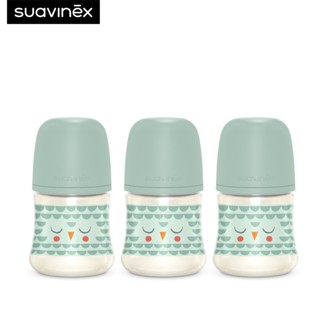 Suavinex ขวดนม Premium Glass feeding bottle ขนาด 120ml ลาย Bonhomia เหมาะสำหรับอายุ +0 เดือน