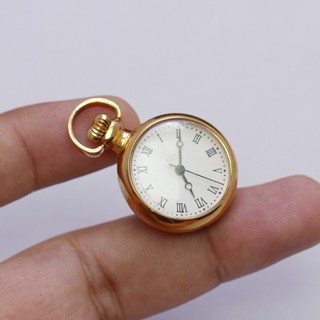 นาฬิกา Vintage มือสองญี่ปุ่น Pocket Watch นาฬิกาพกระบบQUARTZทรงกลม กรอบทอง หน้าปัดตัวเลขโรมัน หน้าปัด 23มม