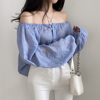 เสื้อเชิ้ตแขนยาว คอแบน แบบบาง สไตล์เกาหลี แฟชั่นฤดูร้อน สําหรับผู้หญิง