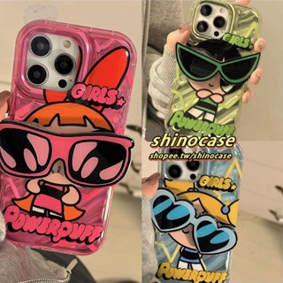 เคสโทรศัพท์มือถือ ลายพาวเวอร์พัฟเกิร์ล พร้อมตัวยึดวางแว่นกันแดด สําหรับ iPhone14 13 12 11 Pro Max