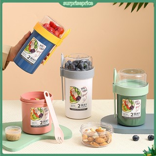 &lt;surprise&gt; ถ้วยพลาสติก PP สองชั้น ติดตั้งง่าย สําหรับใส่อาหารเช้า โยเกิร์ต สลัด ข้าวโอ๊ต