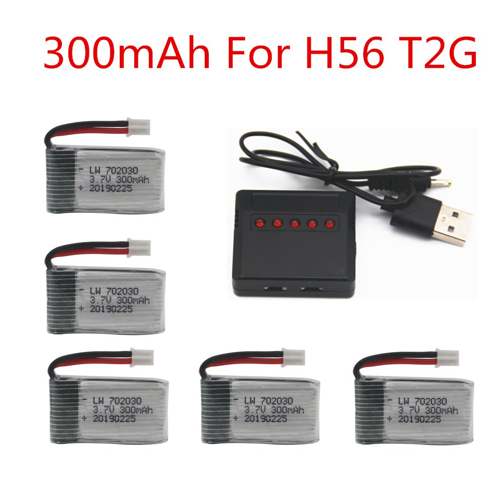 แบตเตอรี่ H56 T2G 3.7V 300MAh Lipo Battery For H56 T2G Drone Battery For RC Quadcopter Spare Part Li